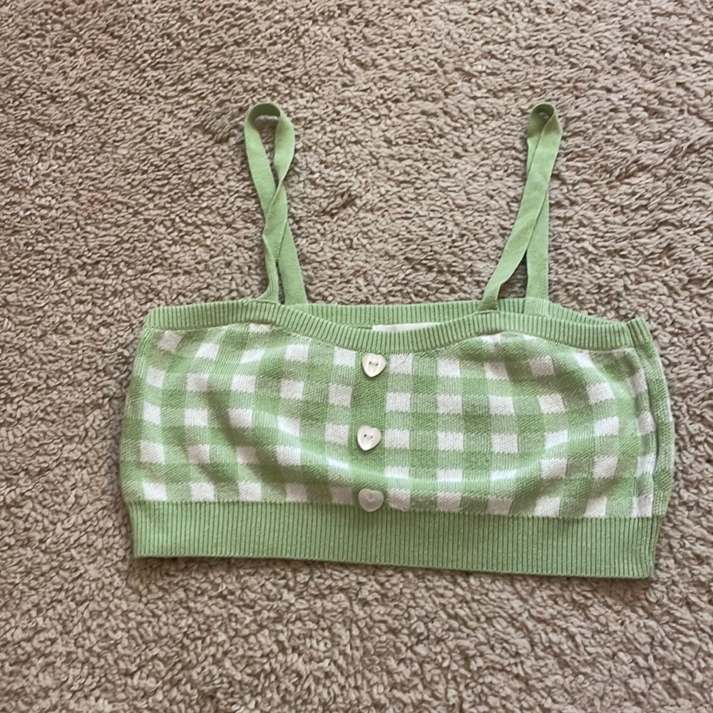 SHEIN girls 11/12 crop top tank top heart buttons
